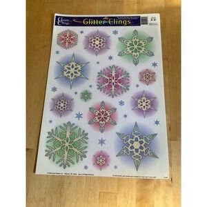 Vintage 1999 Classic Clings Snowflake Glitter Window Clings Holiday Decor 51180